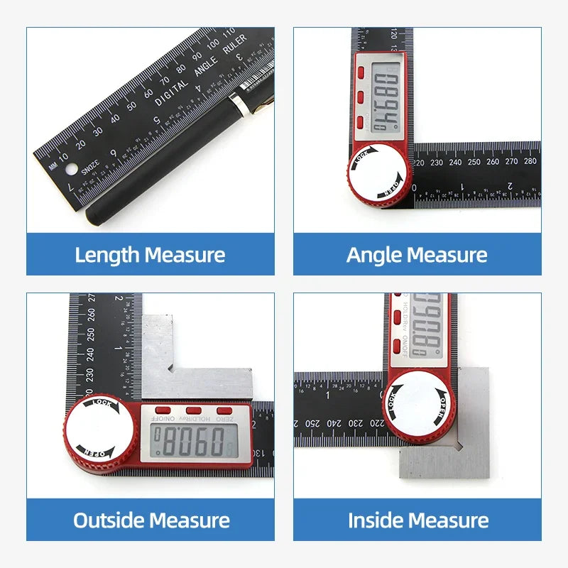 Digital Protractor Digital Angle Ruler Metric Goniometer 360 Degree Stainless Steel Right Angle Protractor Measuring Tool Meter